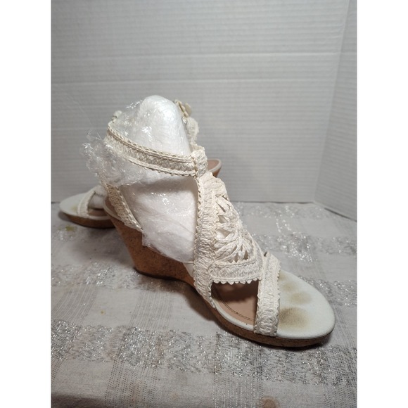 Crochet Wedge Sandals With Ankle Strap By Impo with box Size 10M - Picture 10 of 14